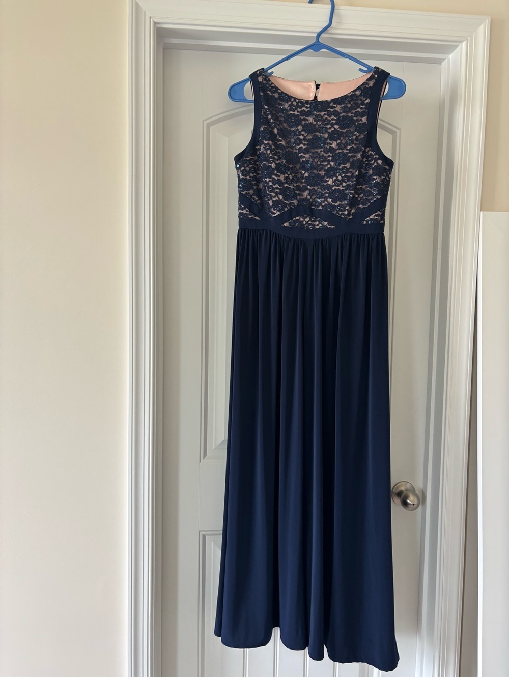 Night Way Collections Navy Blue Lace Bodice Maxi Dress